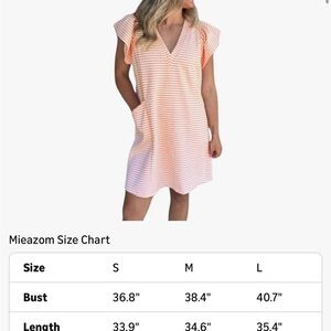 Women's Orange Stripe V-Neck Shift Dress